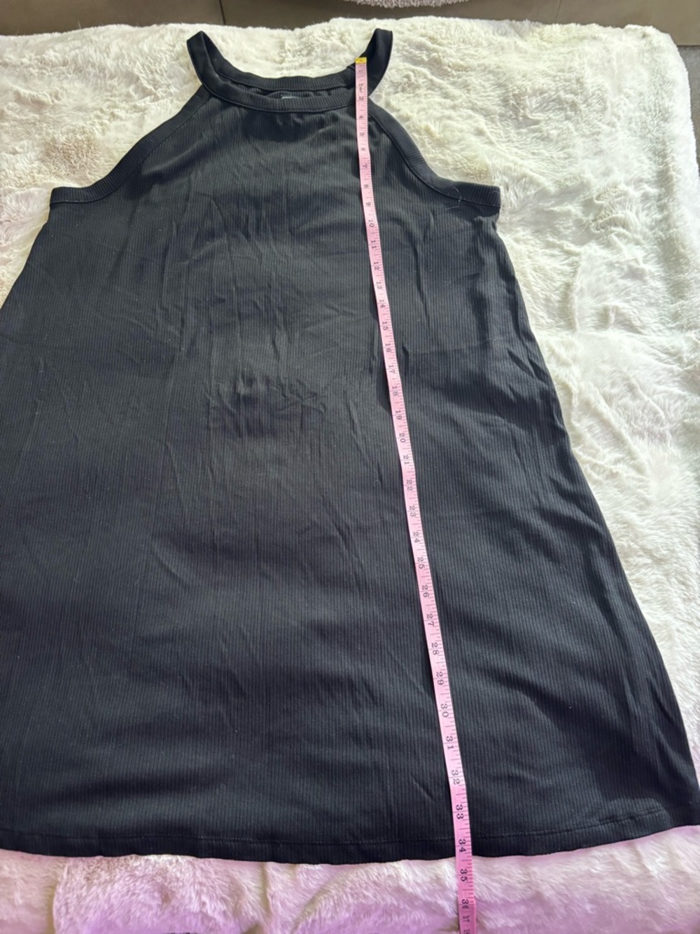 GAP Women’s Halter-Neck Ribbed Black Racerback Tank Swing Dress, Size XL - Picture 5 of 5